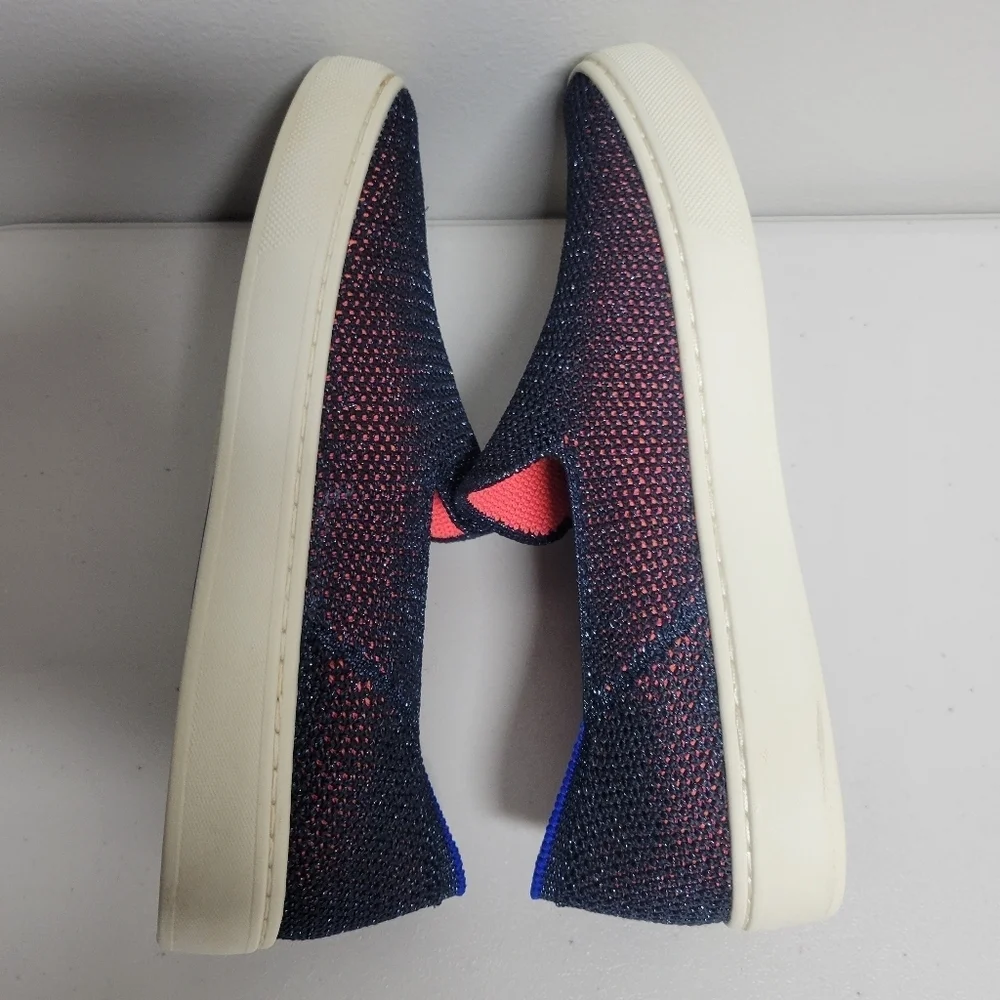Rothy's The Sneaker Kids Size 3 Metallic Lattice Stitch Slip On Flat Shoes.